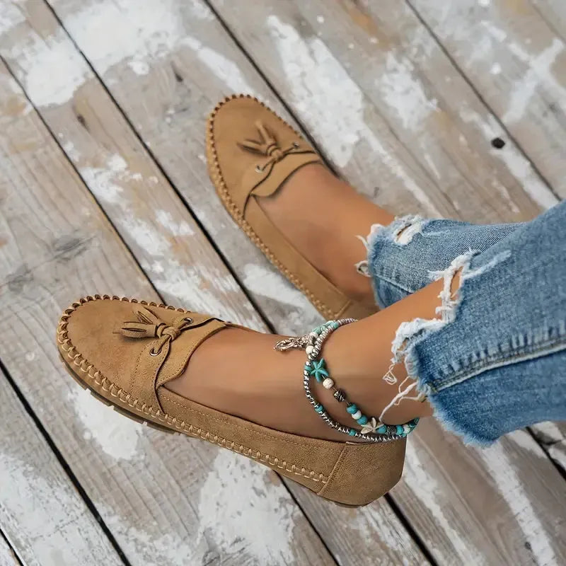 Patamon - Mocasines Cómodos Con Suaves Lazos De Estilo Vintage