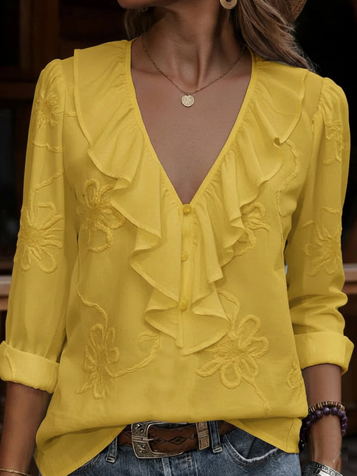 Celestine - Camisa Vintage Con Estampado Floral Y Cuello en V