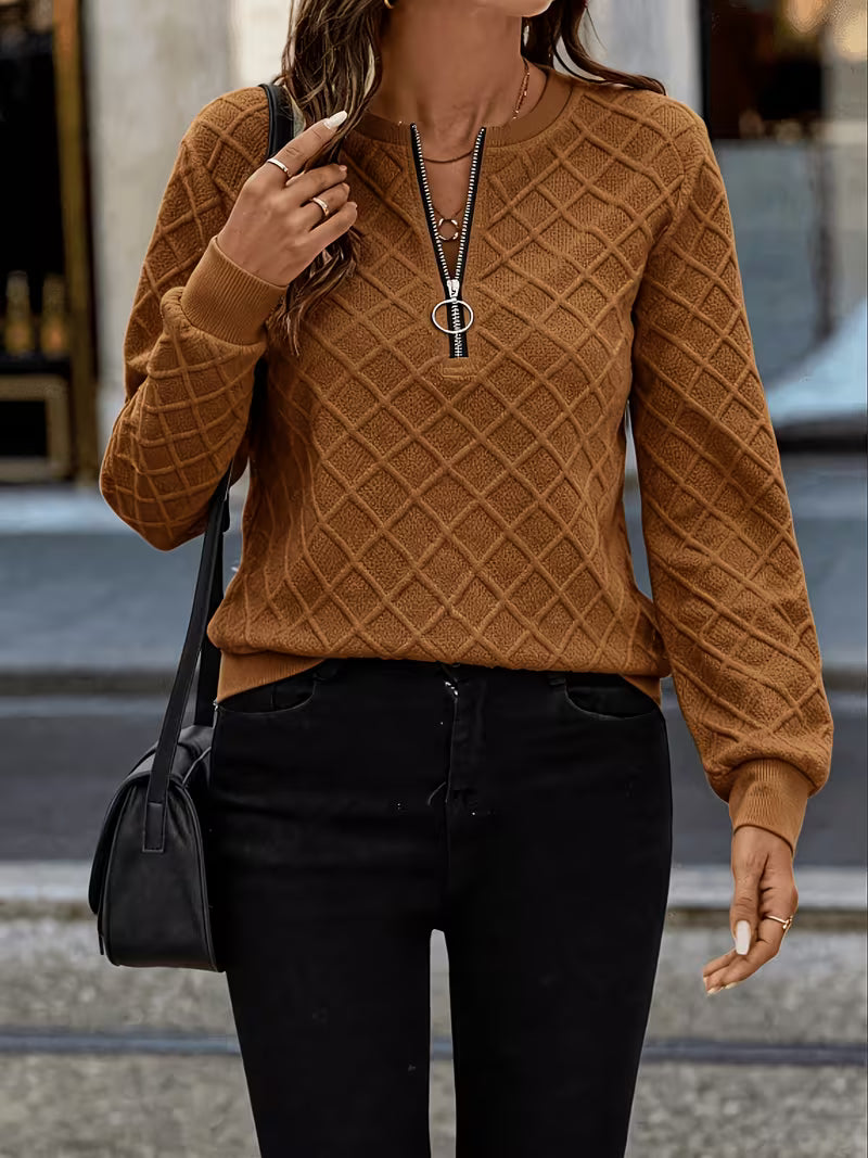Juliet - Sudadera de Manga Larga Con Cuello de Cremallera y Textura