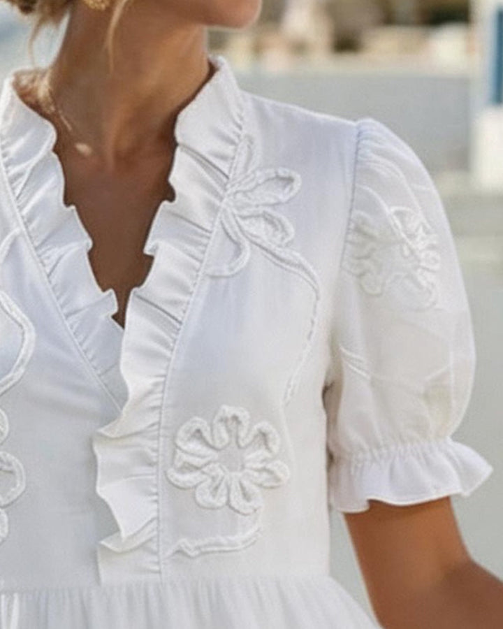 Nija - Vestido Con Cuello en V y Volantes