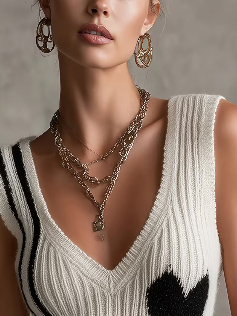Sutchai - Chaleco sin Mangas con Jacquard de Corazones en Contraste