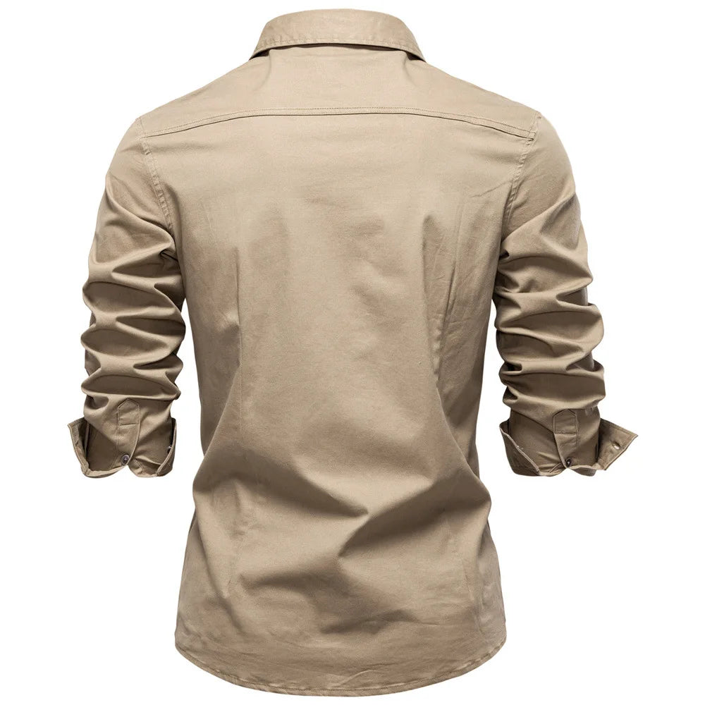 Sampath - Camisa de Algodón de Manga larga