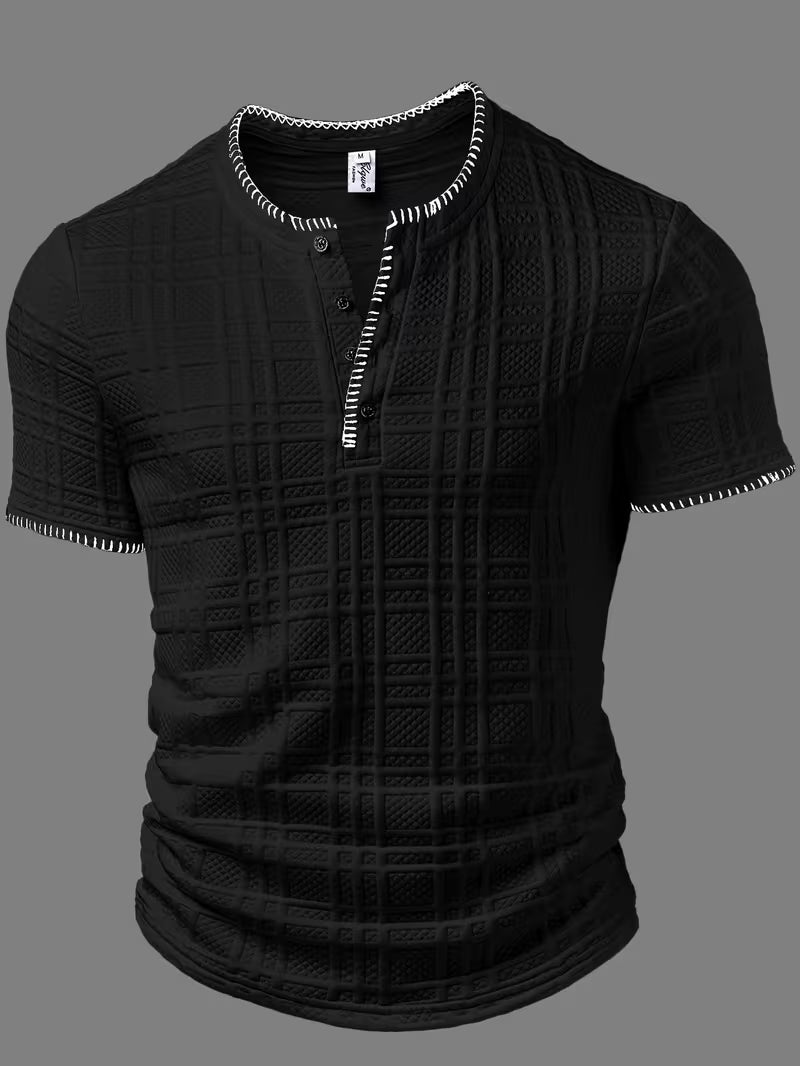 Layton - Camiseta Henley De Manga Corta Con Textura
