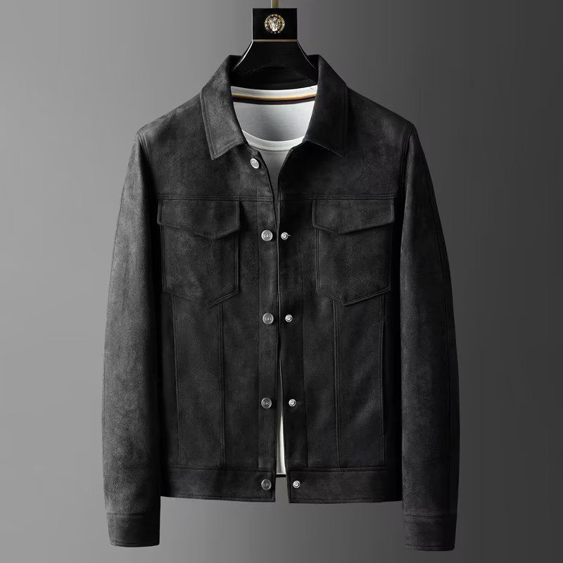 Efran - Chaqueta De Ante Sintético Con Bolsillos Delanteros