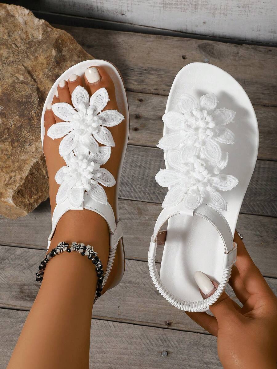 Arabela - Sandalias Ortopédicas Con Flores Aplicadas