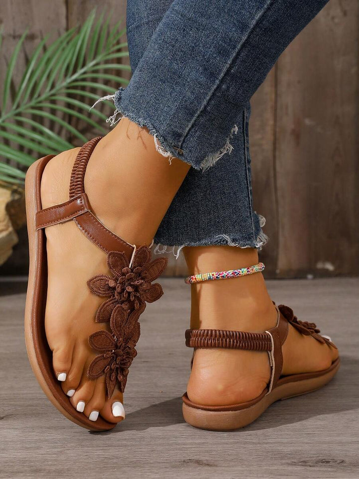 Arabela - Sandalias Ortopédicas Con Flores Aplicadas