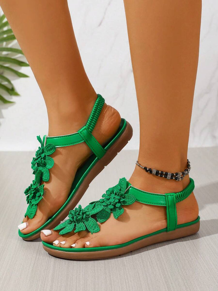 Arabela - Sandalias Ortopédicas Con Flores Aplicadas