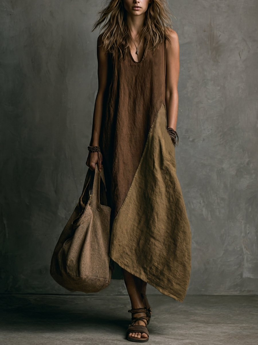 Tylissa - Vestido Largo Asimétrico De Patchwork