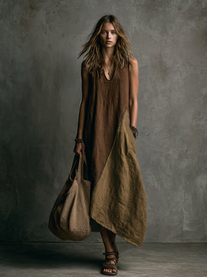 Tylissa - Vestido Largo Asimétrico De Patchwork