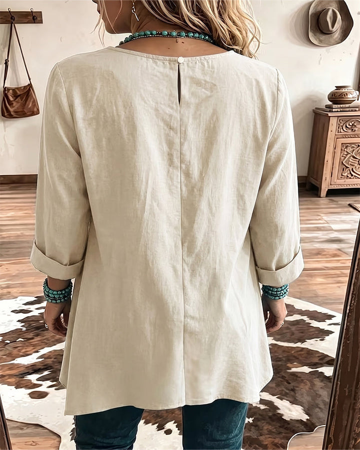 Taireen - Blusa Túnica Plisada de Estilo Boho