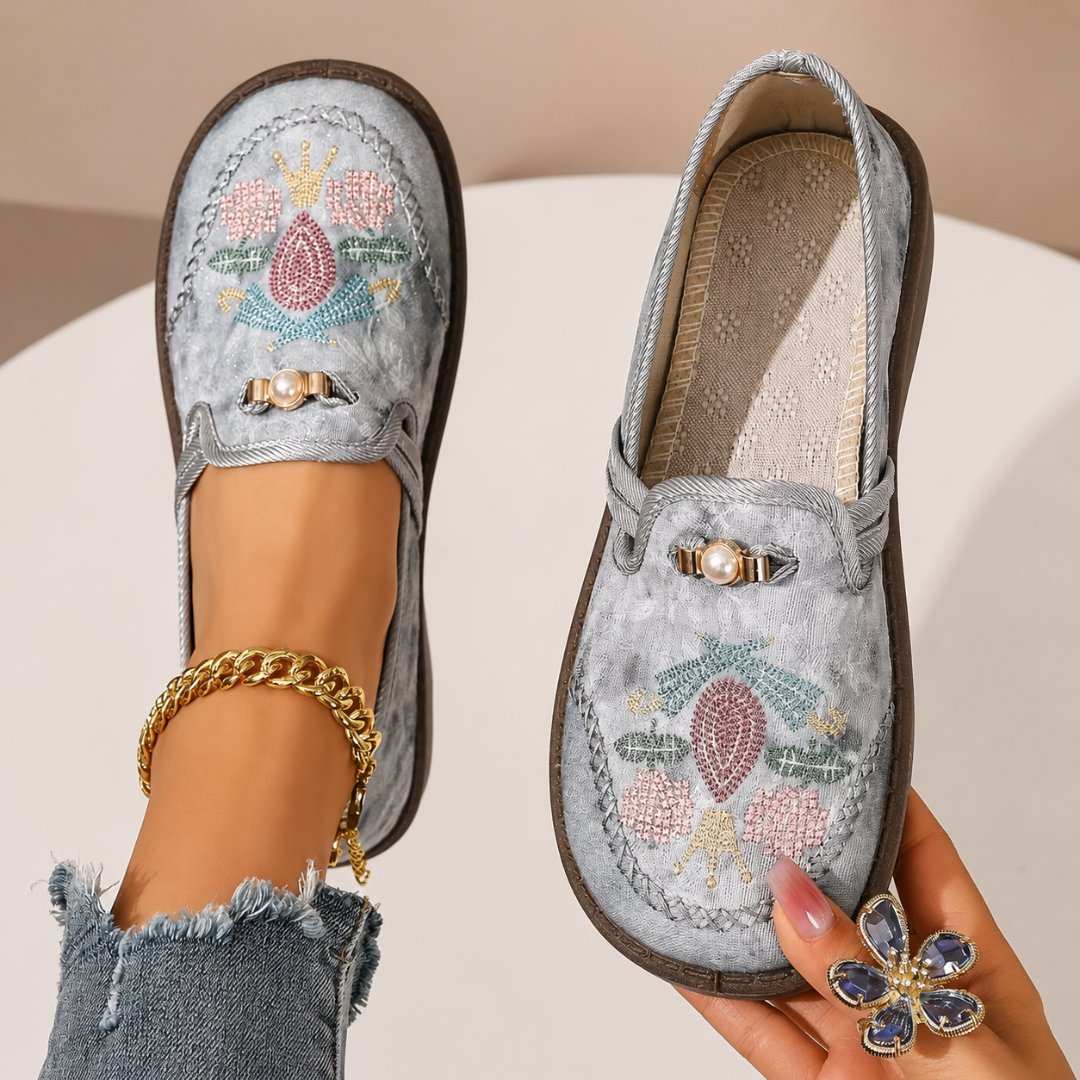 Adeyla - Mocasines Sin Cordones Con Estampado Floral