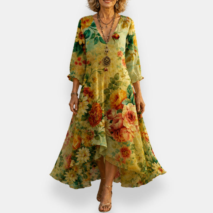 Emila - Vestido Floral Holgado Con Cuello en V