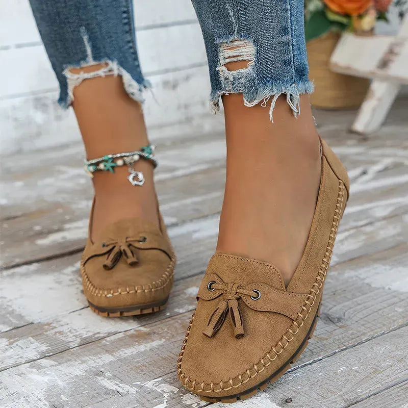 Patamon - Mocasines Cómodos Con Suaves Lazos De Estilo Vintage