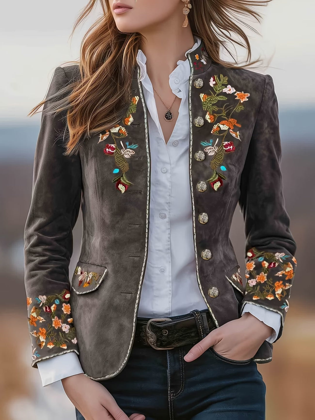 Anisaa - Chaqueta Elegante Con Cuello Alto