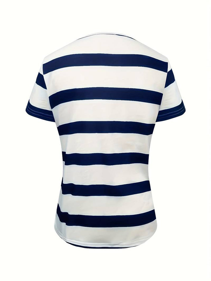 Kiley - Elegante Camiseta De Manga Corta a Rayas