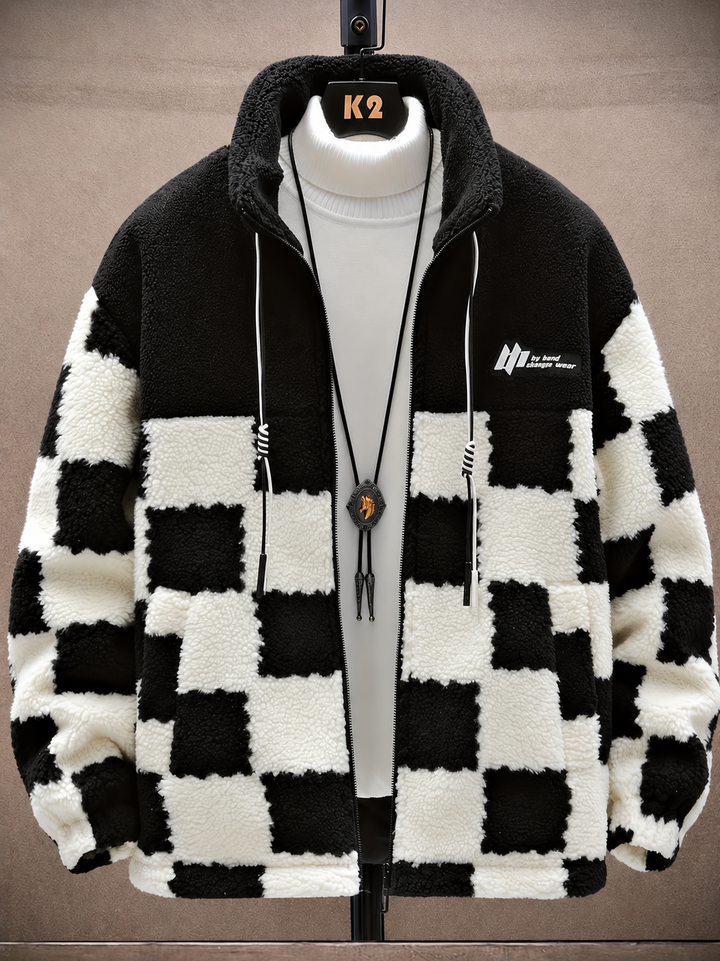 Melany - Chaqueta de Forro Polar a Cuadros Con Capucha y Cremallera