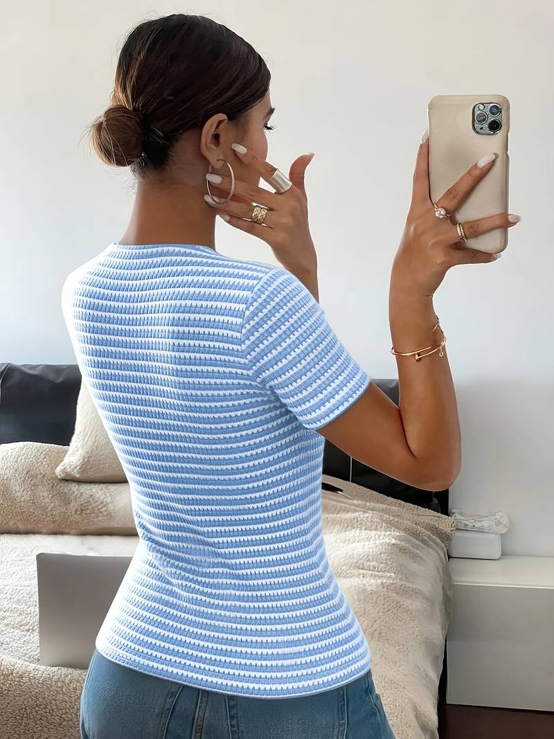 Airam - Camisa Con Escote Cuadrado Y Abertura Delantera