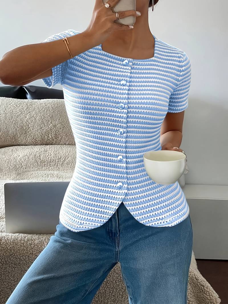 Airam - Camisa Con Escote Cuadrado Y Abertura Delantera