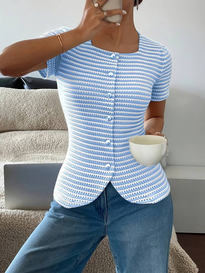 Airam - Camisa Con Escote Cuadrado Y Abertura Delantera