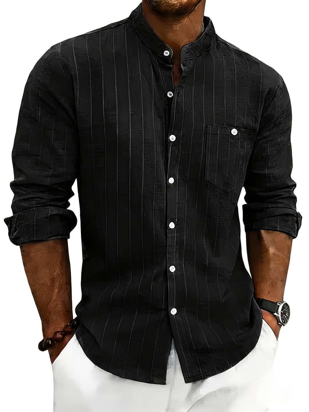 Leslie - Camisa Elegante De Lino a Rayas