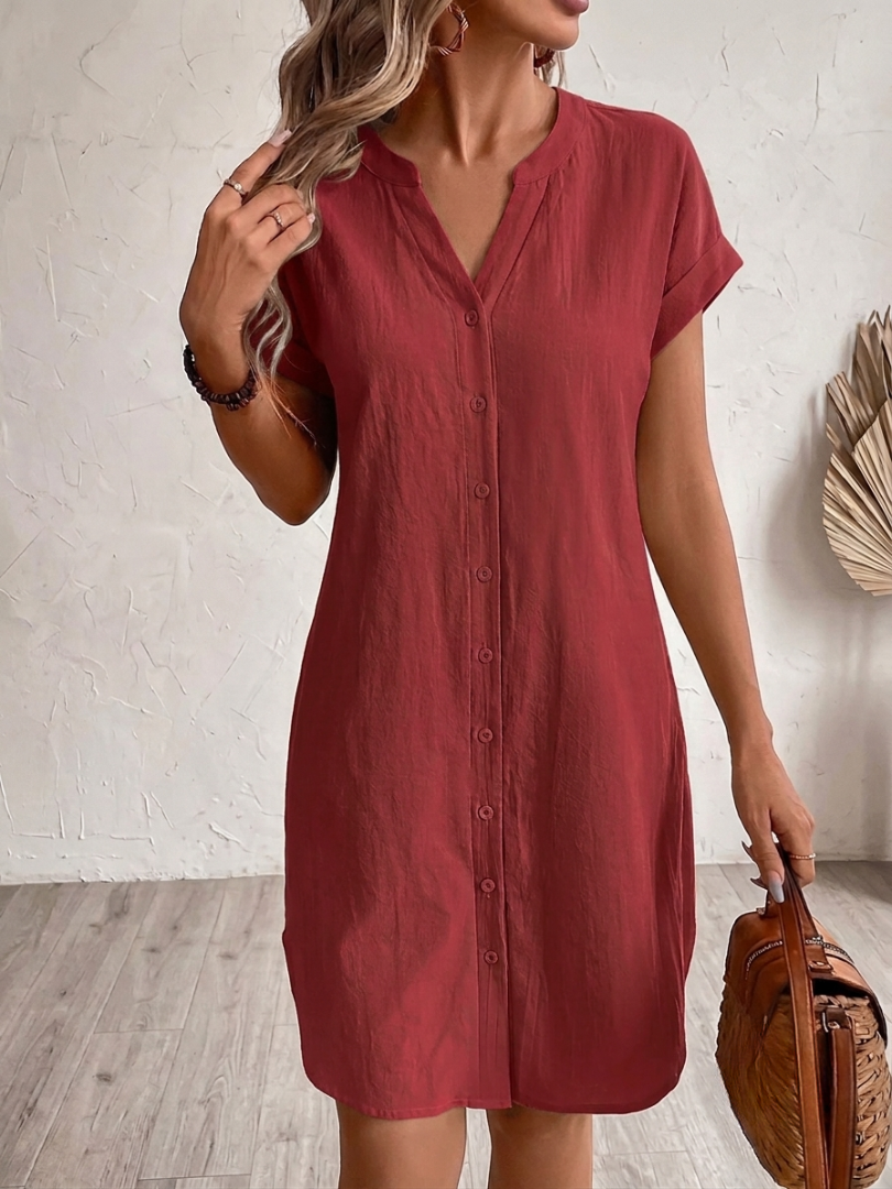 Khalela - Cómodo Vestido Tipo Blusa De Lino
