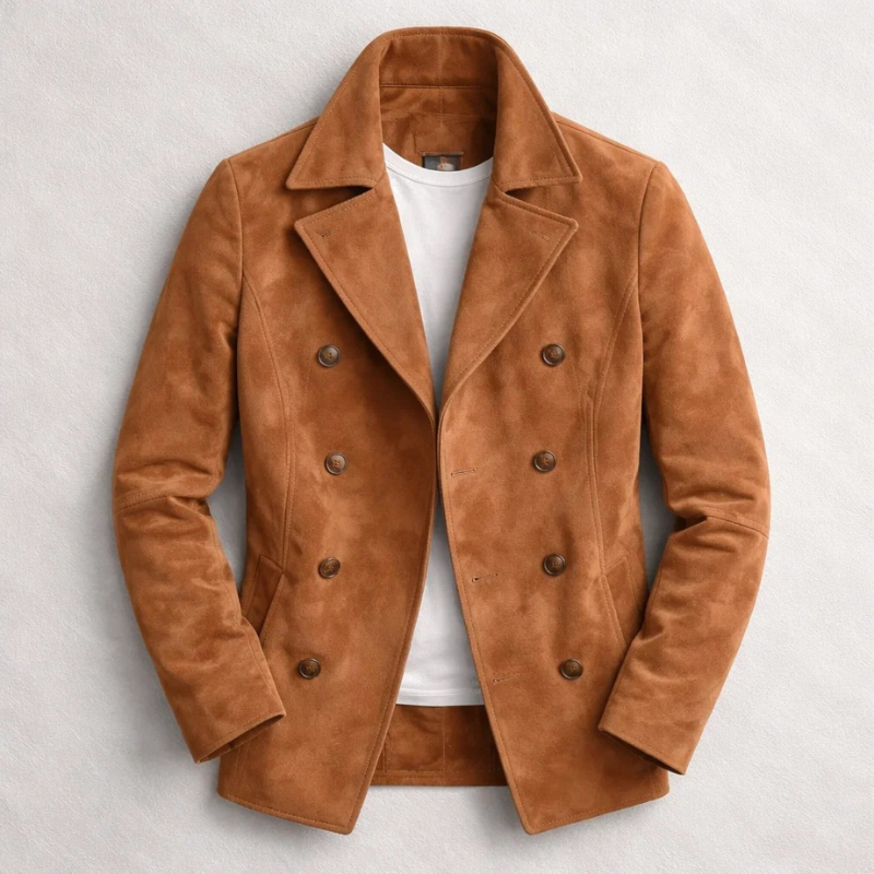 Niccolo - Chaqueta Clásica De Ante Con Doble Botonadura