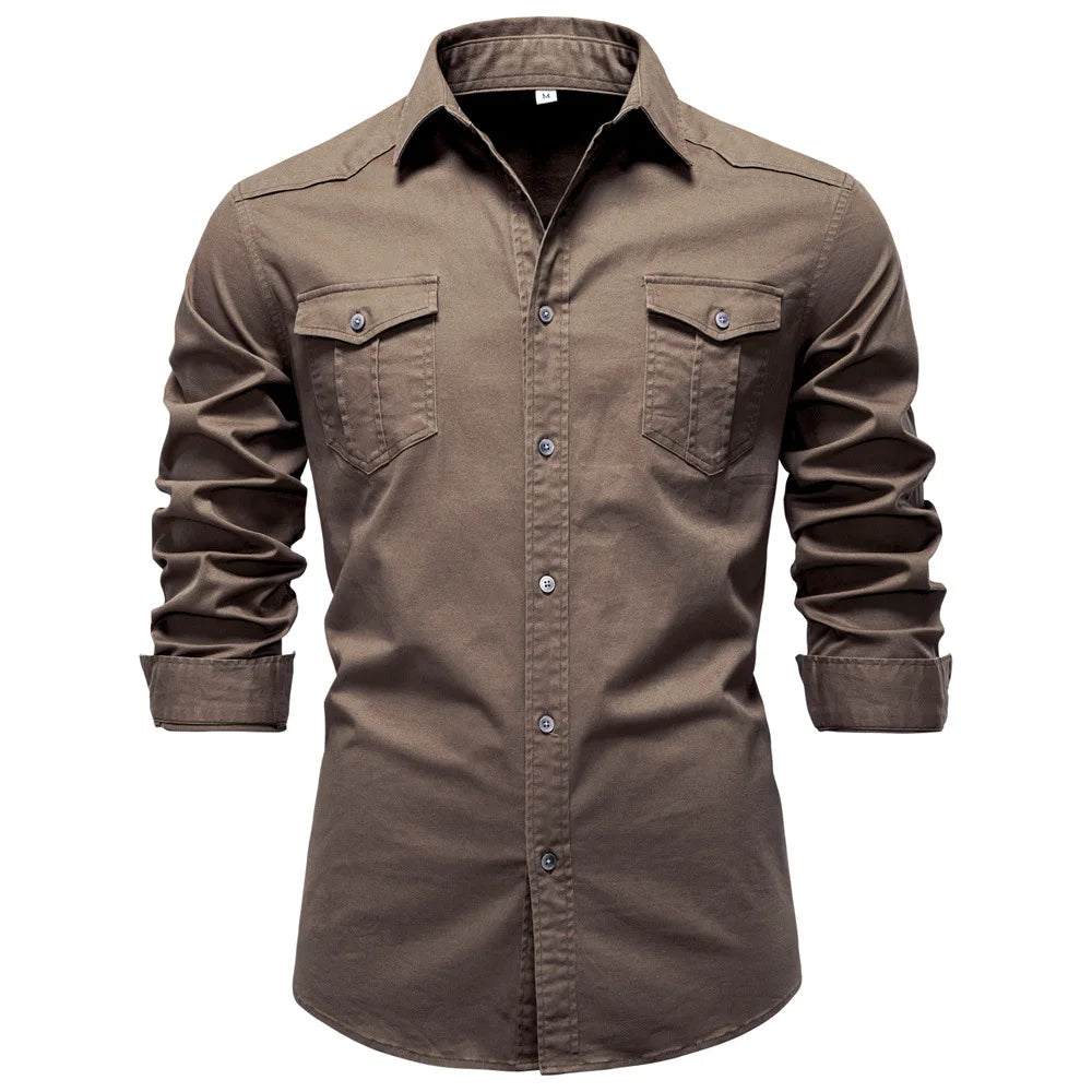 Sampath - Camisa de Algodón de Manga larga