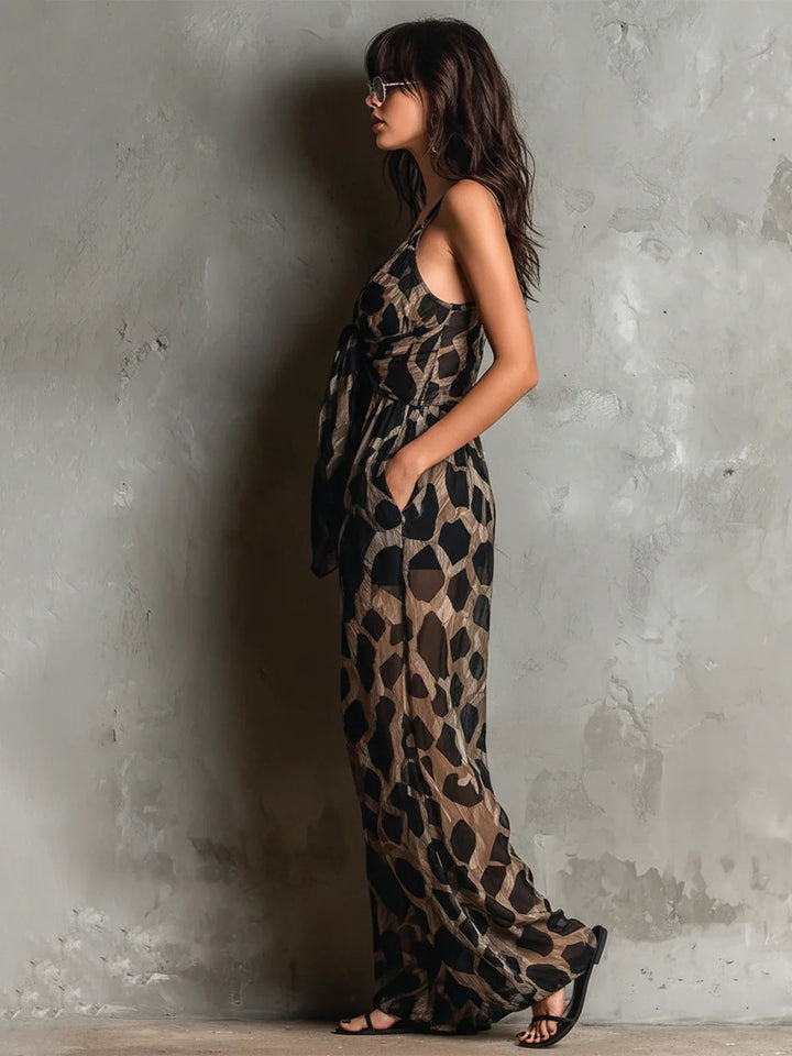 Apophia - Mono Con Estampado Animal Y Escote Halter
