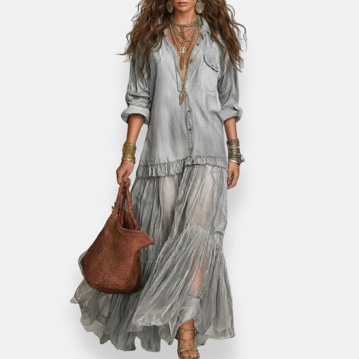 Zaynab - Vestido Largo De Estilo Bohemio Con Volantes