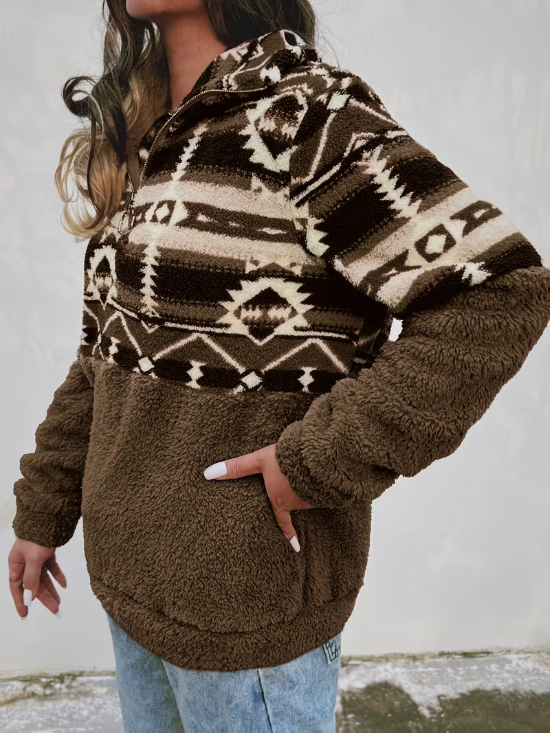 Limina - Sudadera De Felpa Con Estampado Geométrico Y Media Cremallera