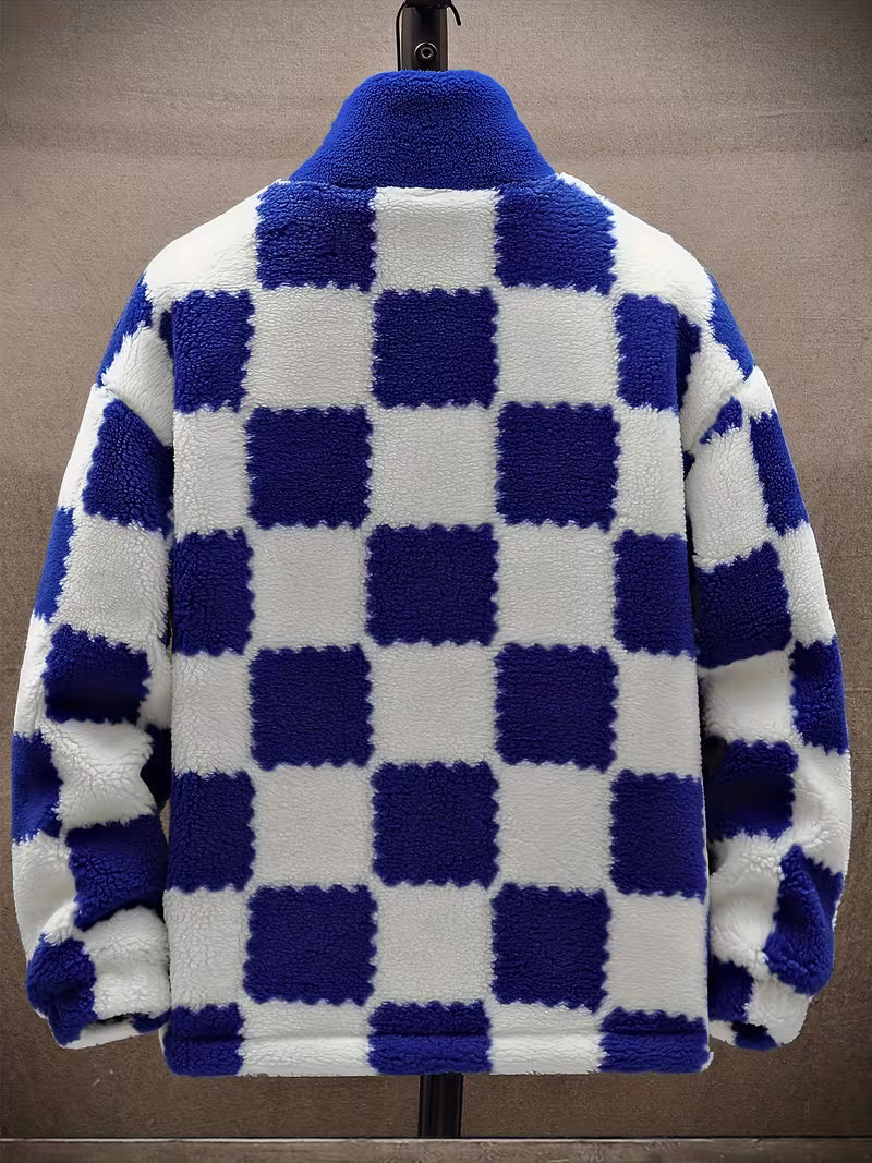 Melany - Chaqueta de Forro Polar a Cuadros Con Capucha y Cremallera