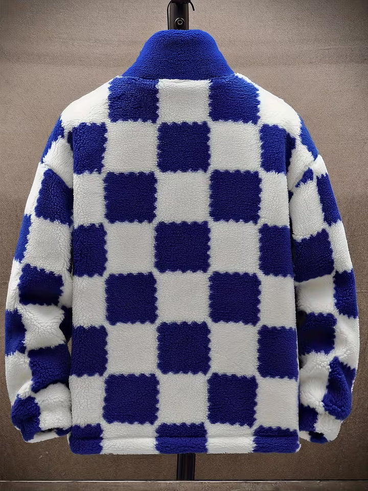 Melany - Chaqueta de Forro Polar a Cuadros Con Capucha y Cremallera