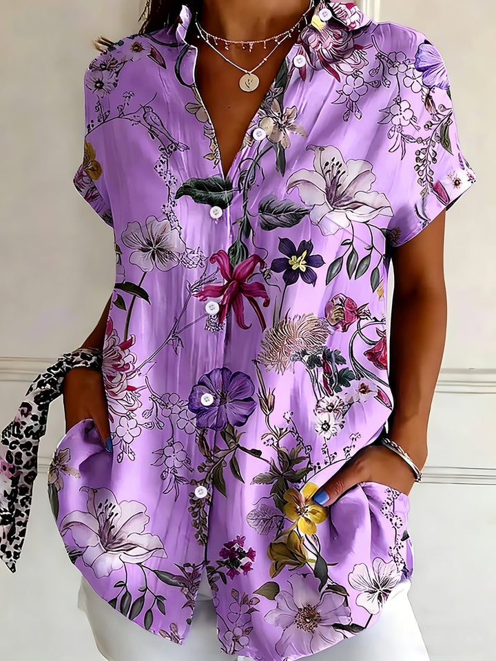 Nabilah - Camiseta Informal De Manga Corta Con Estampado Floral