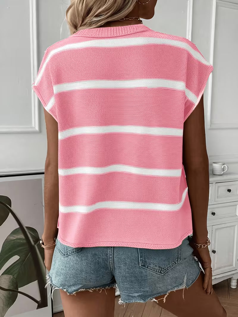 Enila - Jersey De Punto a Rayas Con Cuello Redondo