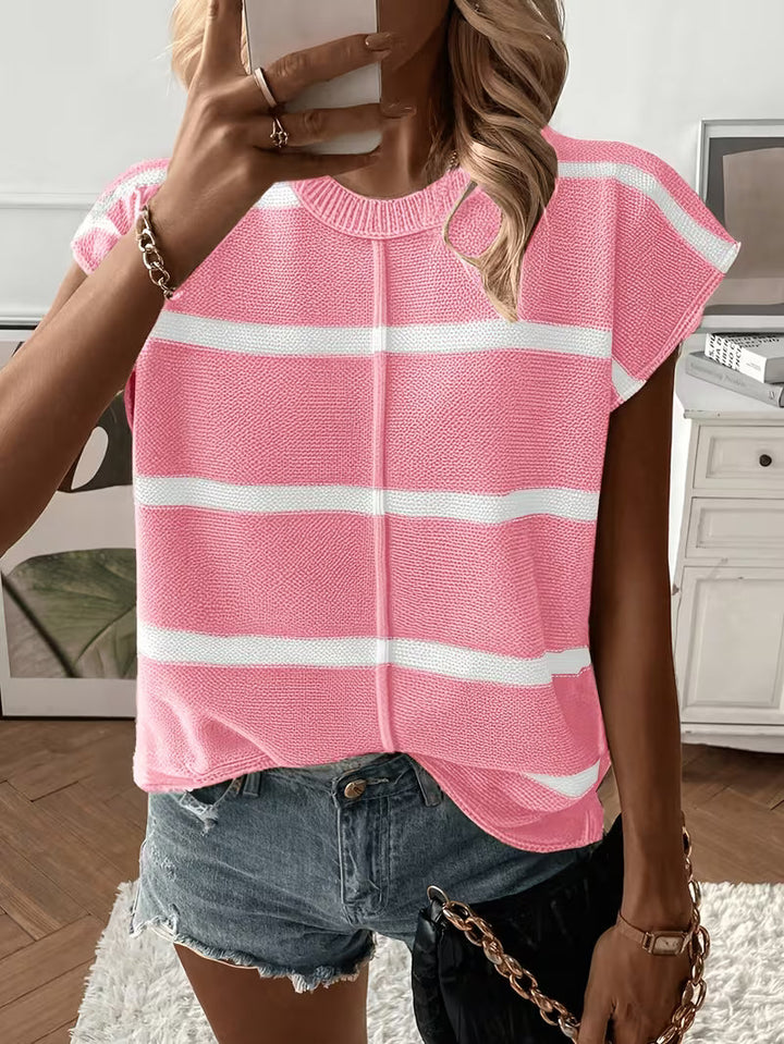 Enila - Jersey De Punto a Rayas Con Cuello Redondo