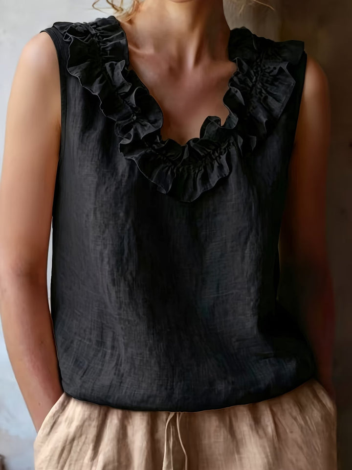 Safiya - Blusa Sin Mangas Con Cuello De Volantes
