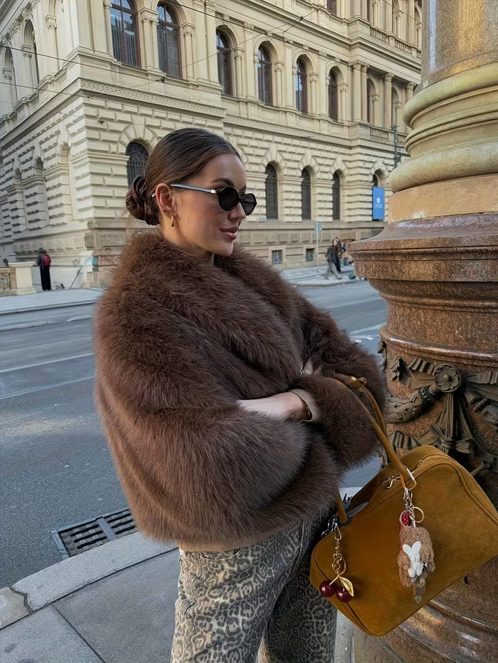 Jorida - Chaqueta Corta Oversize De Pelo Sintético Con Solapas