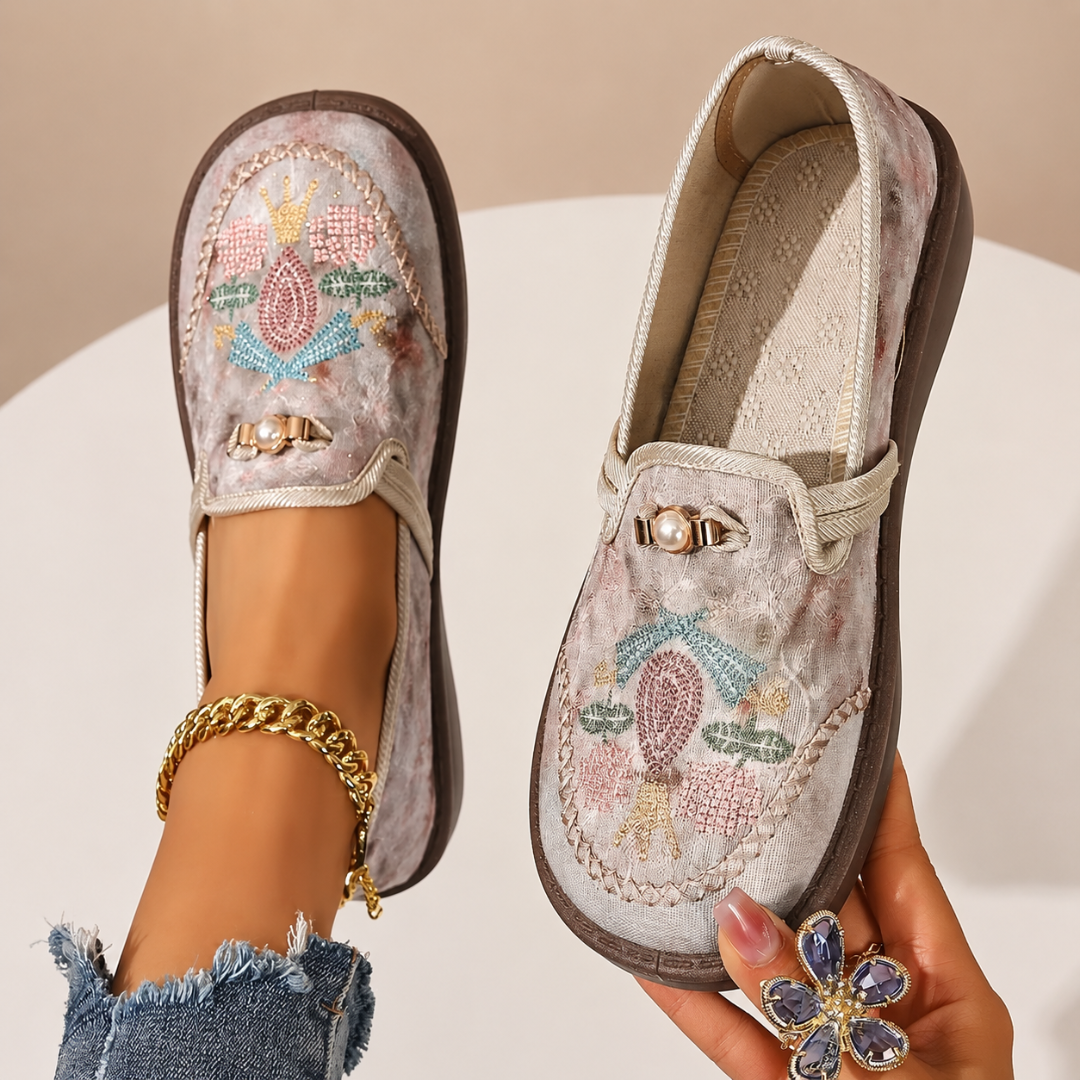 Adeyla - Mocasines Sin Cordones Con Estampado Floral
