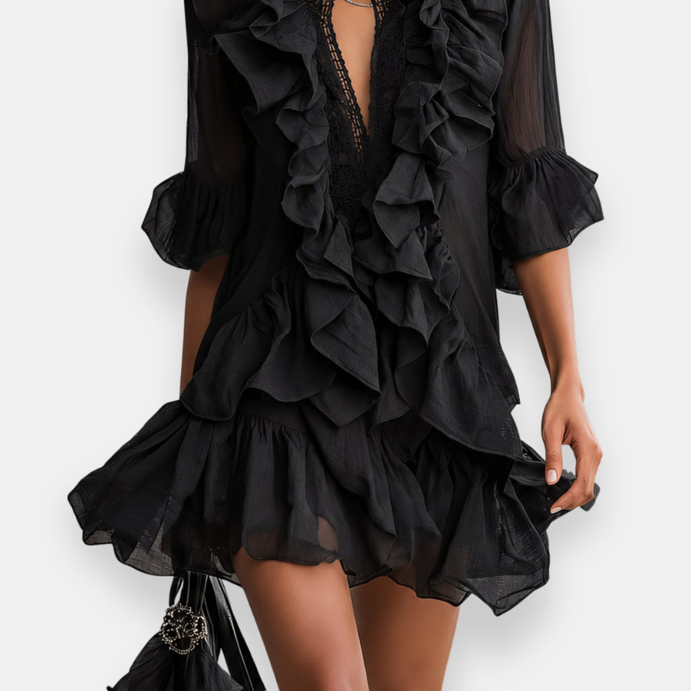 Lussina - Vestido Corto Con Volantes