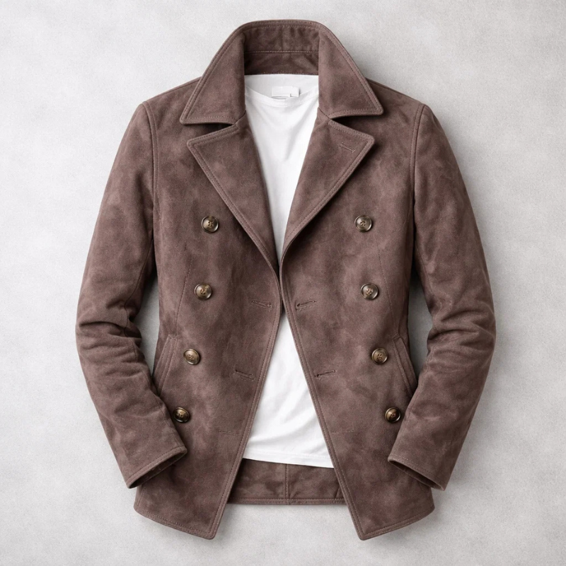 Niccolo - Chaqueta Clásica De Ante Con Doble Botonadura