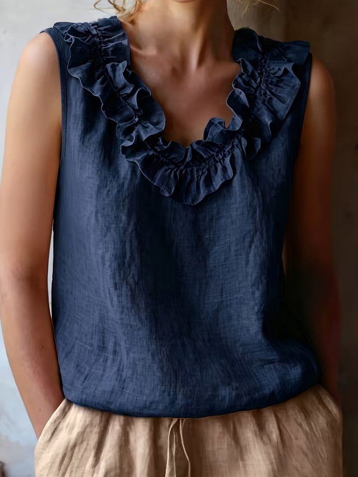 Safiya - Blusa Sin Mangas Con Cuello De Volantes