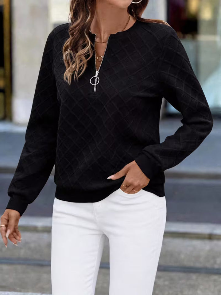 Juliet - Sudadera de Manga Larga Con Cuello de Cremallera y Textura