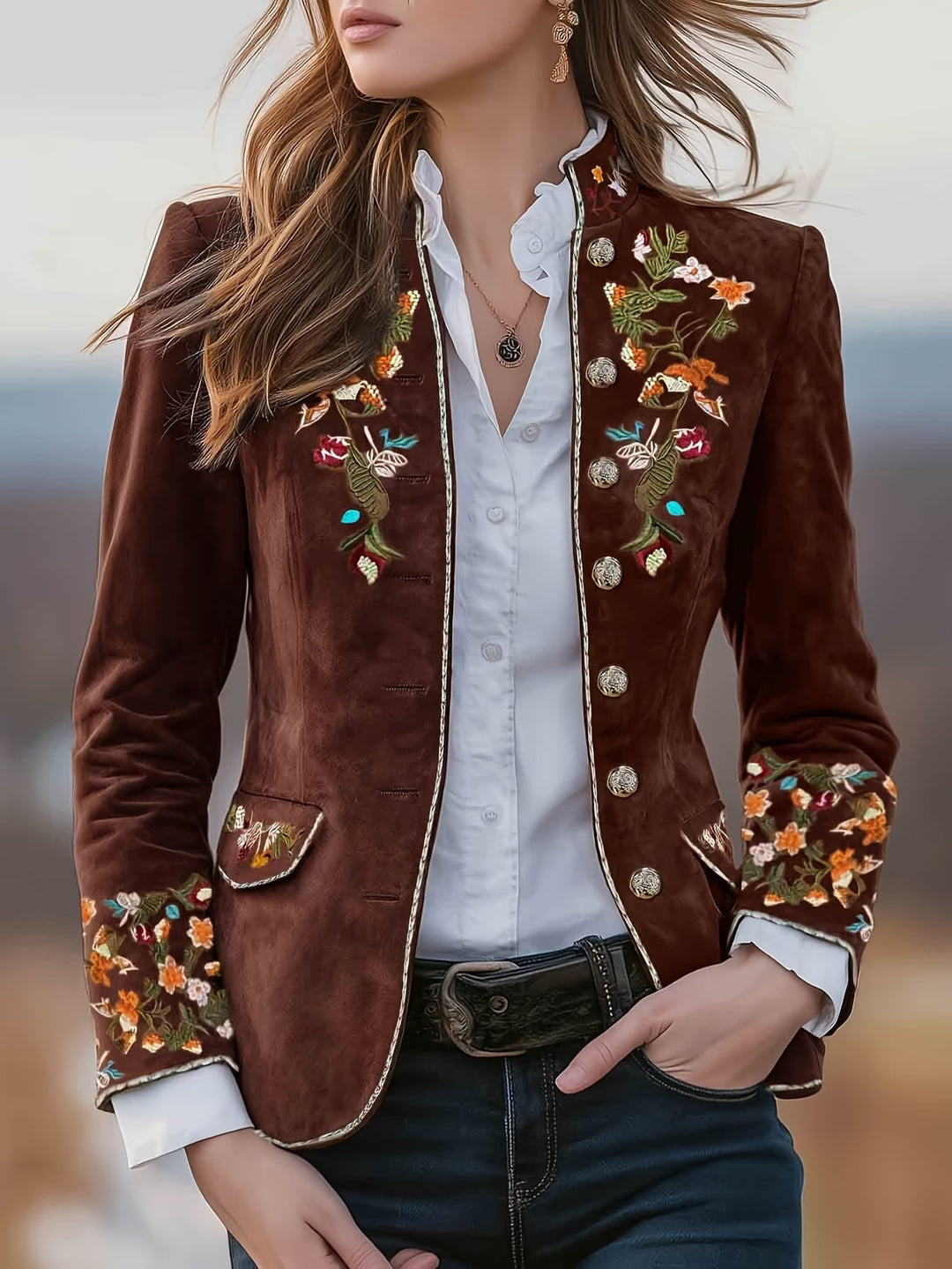Anisaa - Chaqueta Elegante Con Cuello Alto