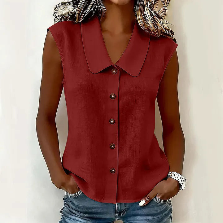 Chisato - Camisa Con Cuello en V Y Botones