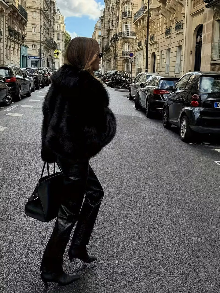 Jorida - Chaqueta Corta Oversize De Pelo Sintético Con Solapas