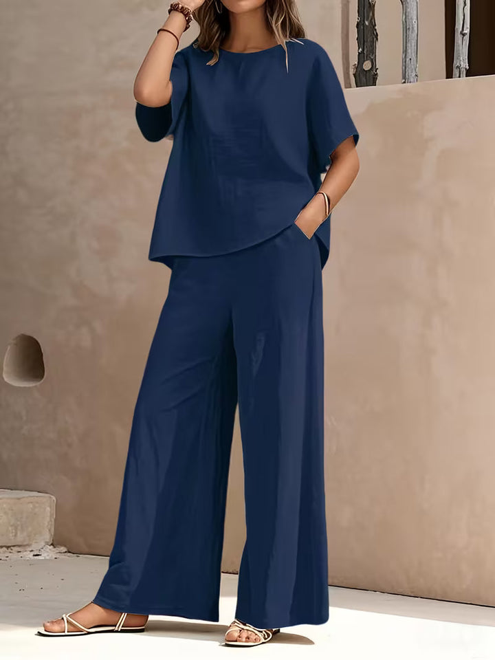 Josy - Conjunto de Camiseta de Manga Corta y Pantalón de Pierna Ancha