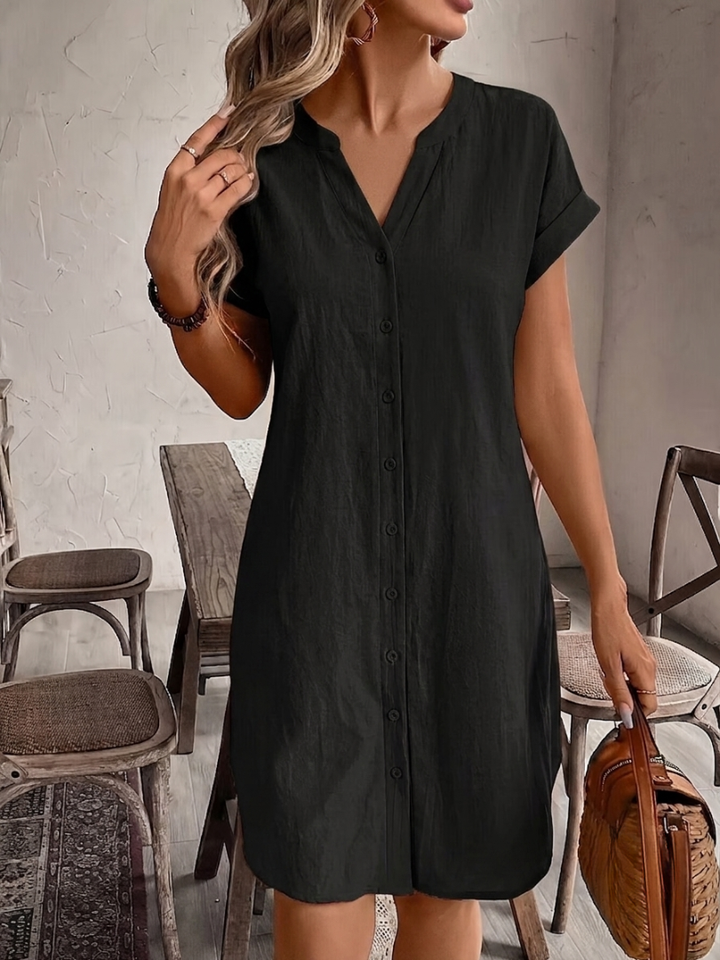 Khalela - Cómodo Vestido Tipo Blusa De Lino