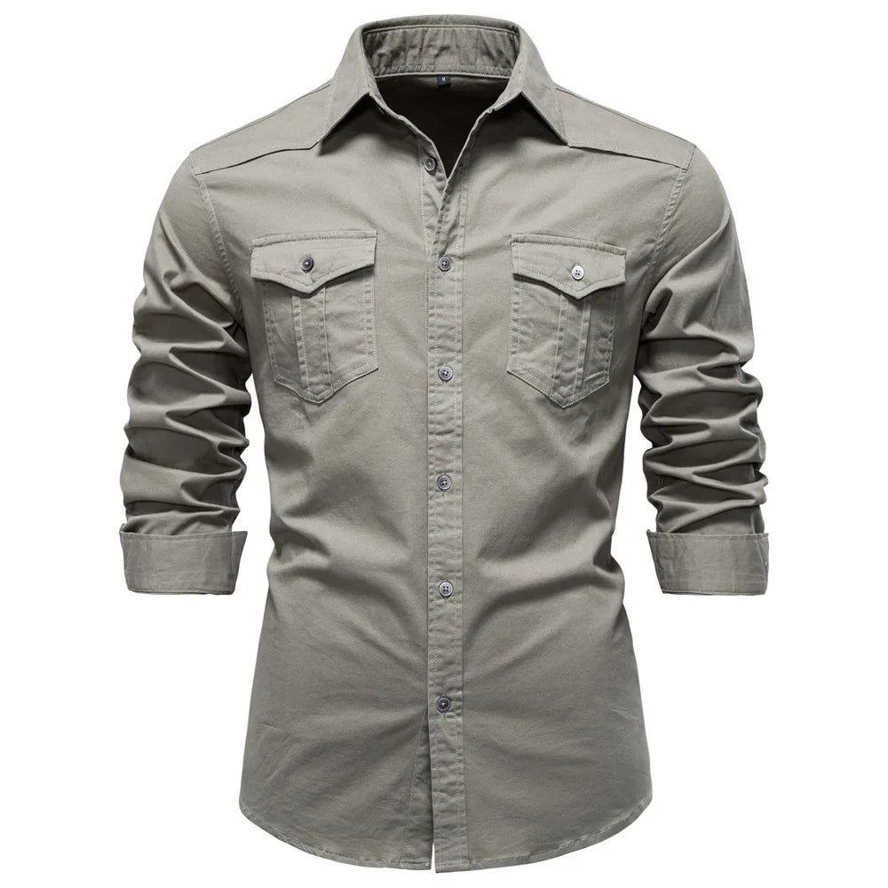 Sampath - Camisa de Algodón de Manga larga