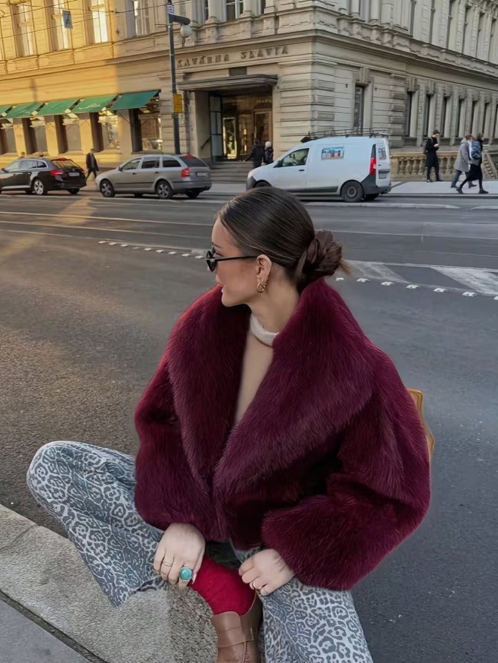 Jorida - Chaqueta Corta Oversize De Pelo Sintético Con Solapas