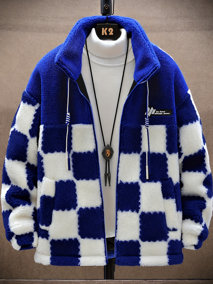 Melany - Chaqueta de Forro Polar a Cuadros Con Capucha y Cremallera